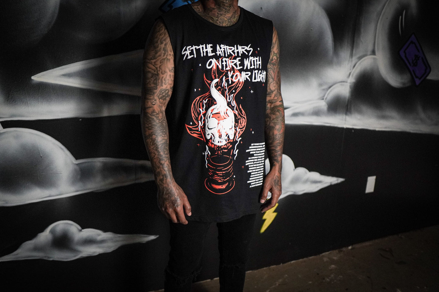 Set The AFTRHRS On Fire Muscle Tank - Black