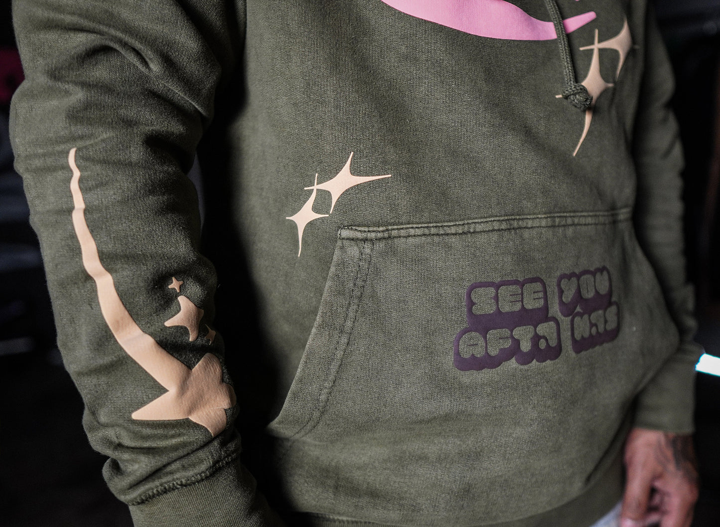 Y2K AFTRHRS Hoodie - Vintage Olive