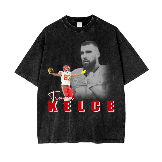 Travis Kelce Shirt - Acid Wash Black Tee