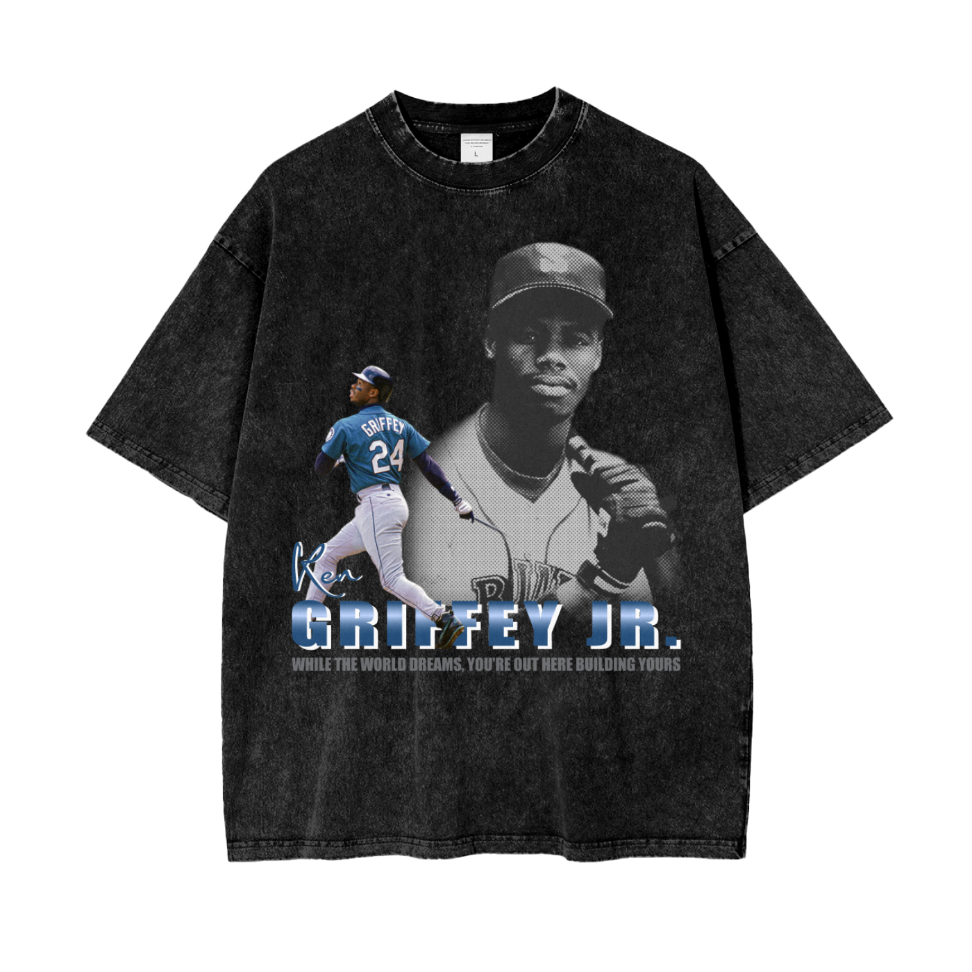 Ken Griffey Jr Shirt - Acid Wash Black Tee