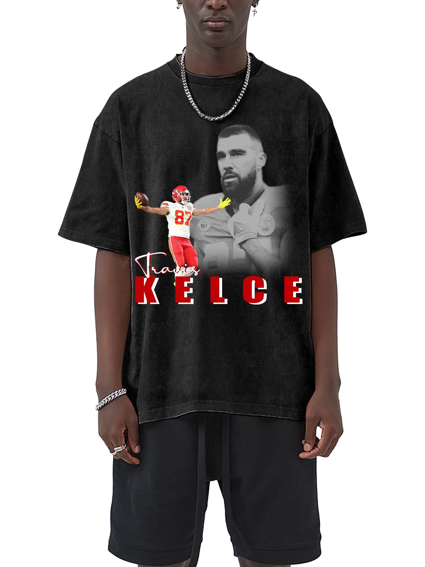 Travis Kelce Shirt - Acid Wash Black Tee