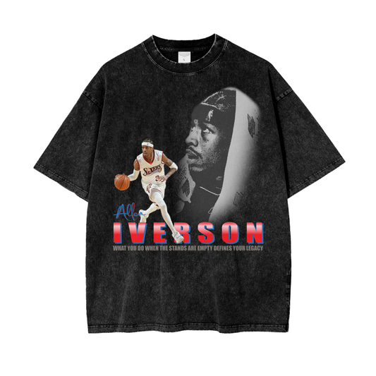 Allen Iverson Shirt - Acid Wash Black Tee