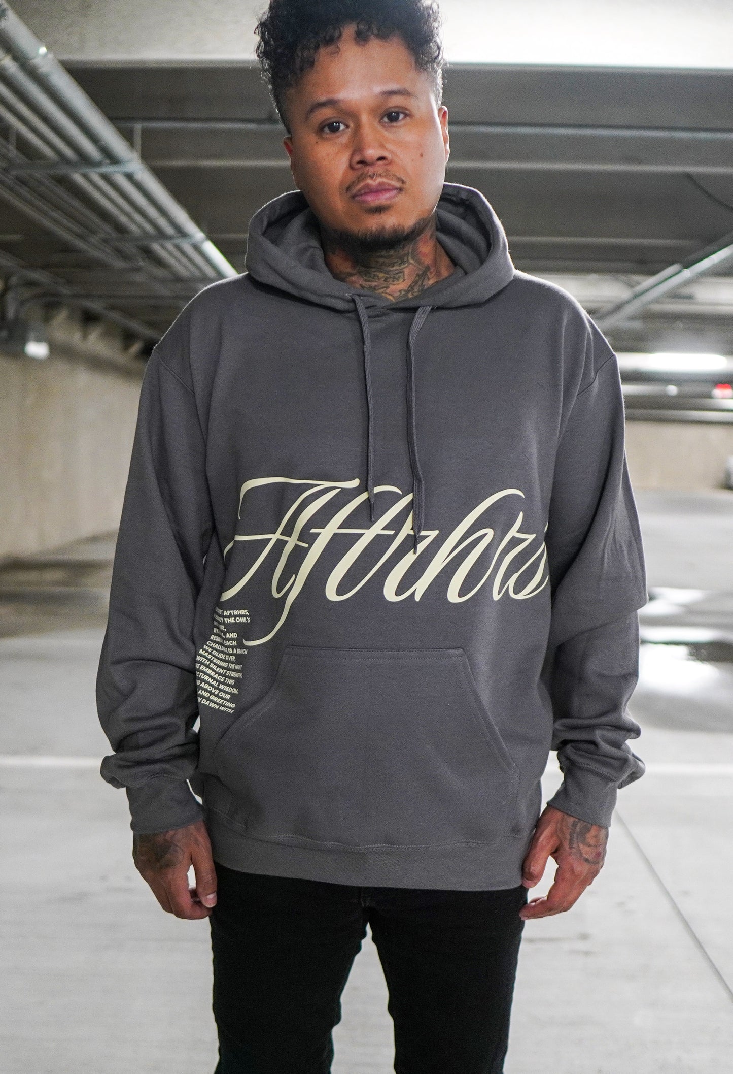 Rise Above Hoodie - Charcoal / Cream